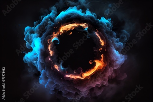 Neon Smoke Exploding Outwards With Empty Center Fototapet