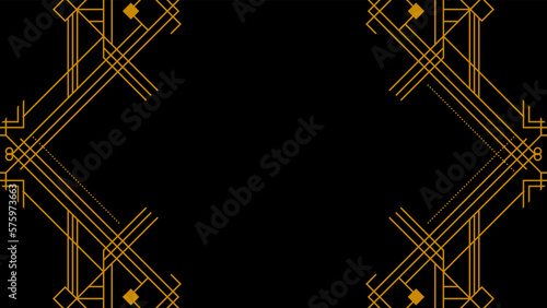 Golden Art Deco Line Background. Retro Luxury Vintage Art Minimalist Border Pattern Geometric Line Graphic Design