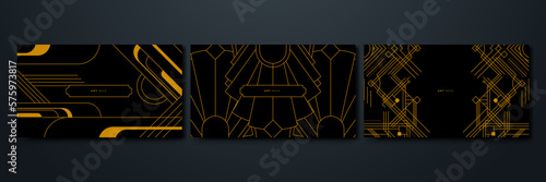 Golden Art Deco Line Background. Retro Luxury Vintage Art Minimalist Border Pattern Geometric Line Graphic Design