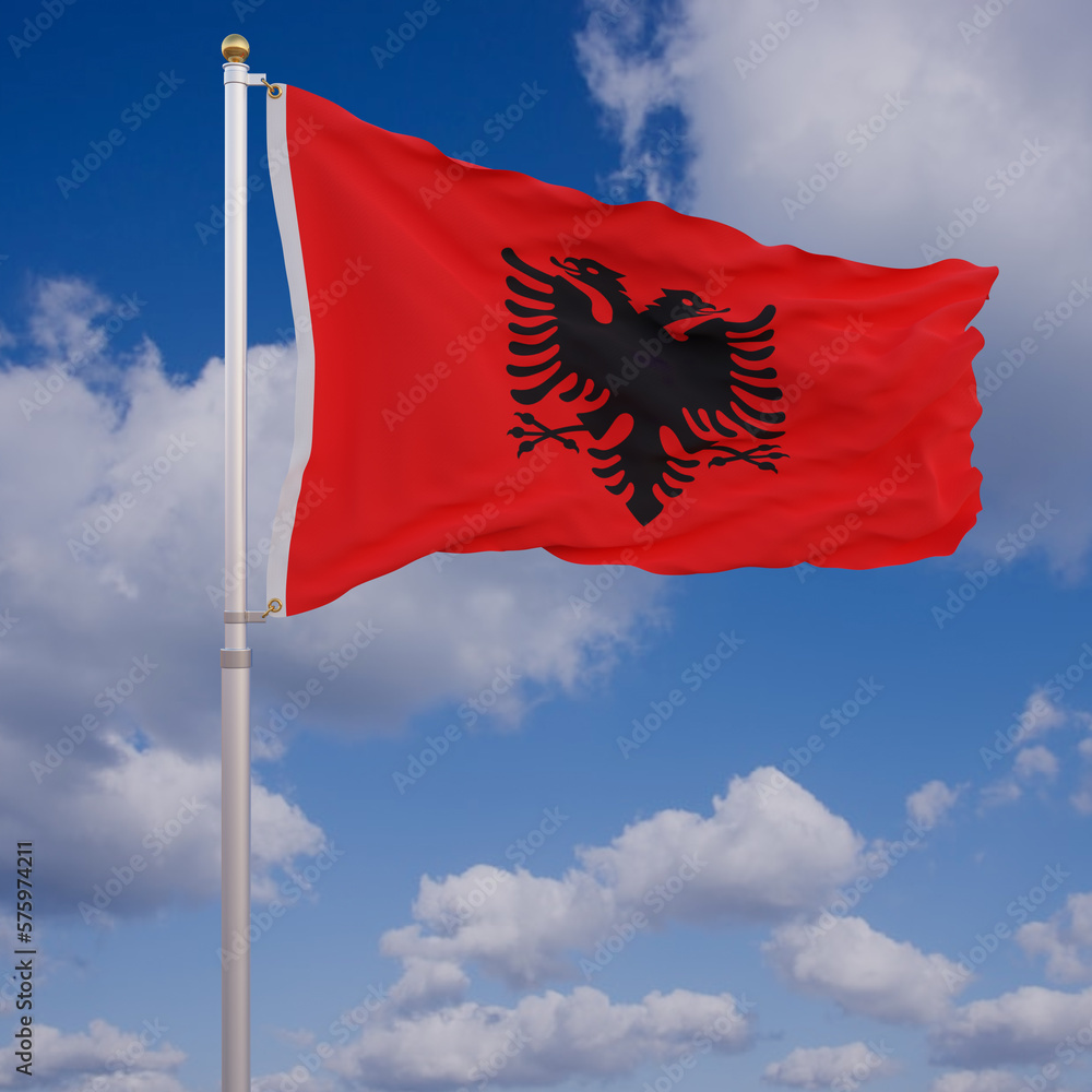 Flag of Albania with Sky Background Flag of Albania with Sky Background