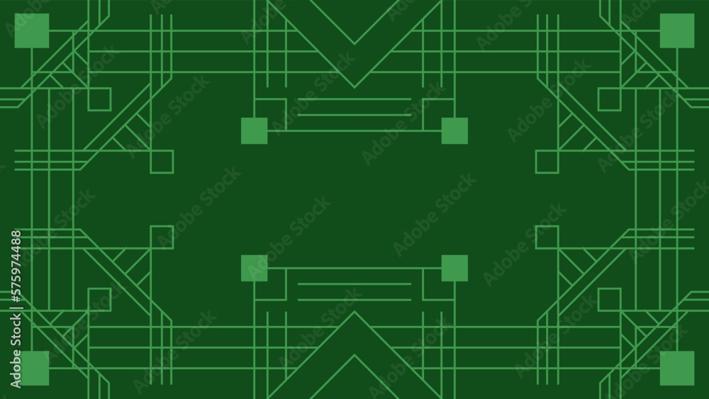 Green Art Deco Line Background. Retro Luxury Vintage Art Minimalist Border Pattern Geometric Line Graphic Design