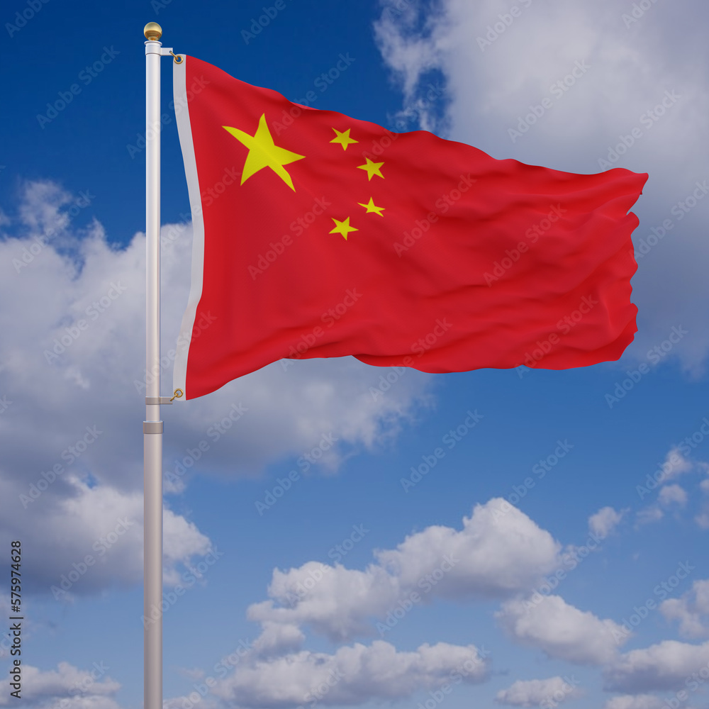 Flag of China with Sky Background Flag of China with Sky Background