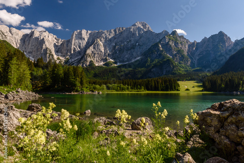Fototapeta Naklejka Na Ścianę i Meble -  View of Laghi di Fusine (Fusine Lakes) in the Julian Alps, Northern Italy