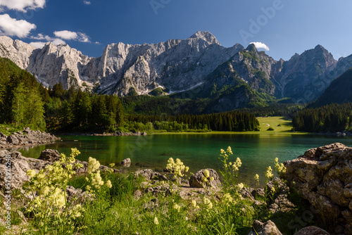View of Laghi di Fusine  Fusine Lakes  in the Julian Alps  Northern Italy
