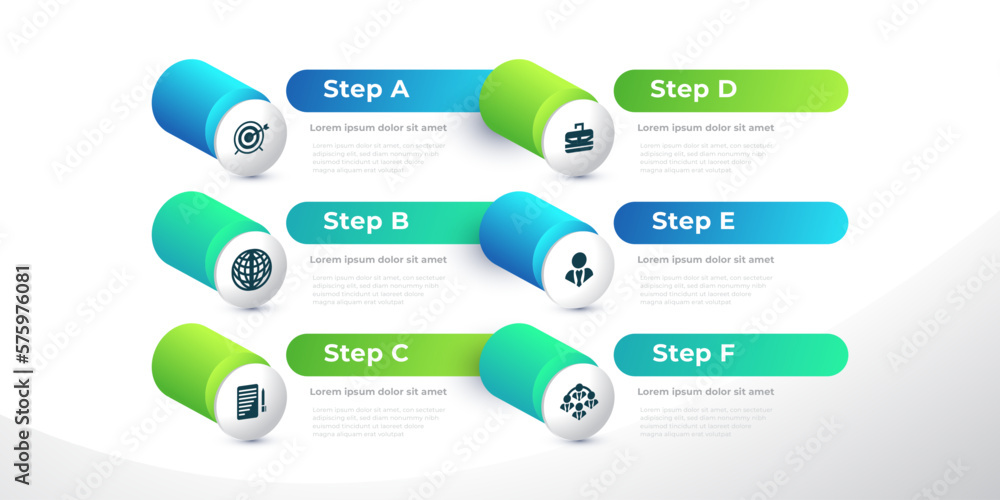 Modern Infographic Design Template with 6 Options or Steps. Can be used for Presentation, Workflow Layout, Diagram, or Annual Report. Timeline Diagram Presentation Design Modern Infographic Design Template with 6 Options or Steps. Can be used for Presentation, Workflow Layout, Diagram, or Annual Report. Timeline Diagram Presentation Design