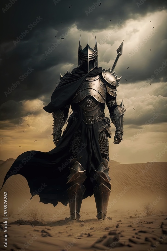 Fototapeta premium Landscape with gutter with armor, fantasy concept. Generative AI