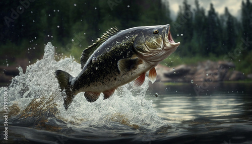 A splash of water signals a successful catch for the angler , generated by IA