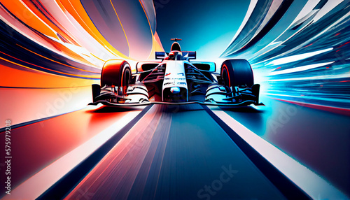 Motorsport f1 racing track in motion. Generative AI