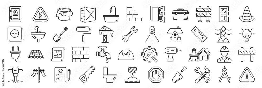 Construction linear icons set. Line art style icons. Construction linear icons set. Line art style icons.