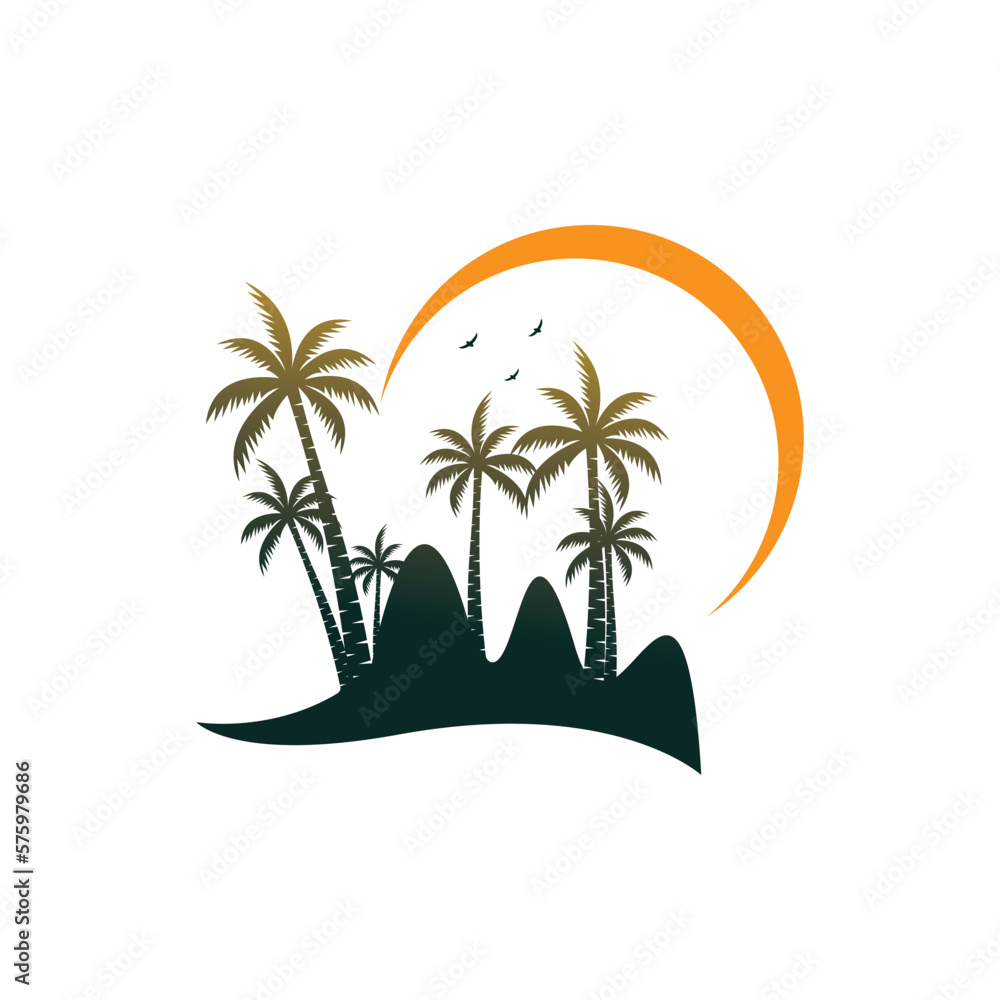 Palm logo icon template and symbol vector tree