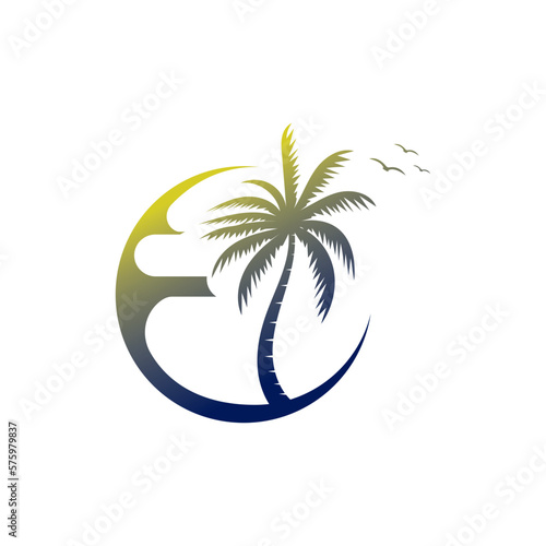 Palm logo icon template and symbol vector tree