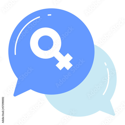 Chat bubbles with female symbol showing concept of women day chat