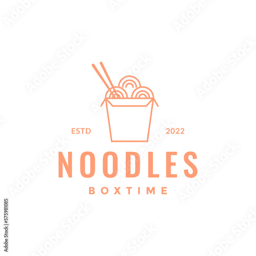 food noodle box paper food street taste spicy modern simple logo design vector