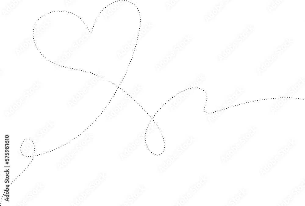 Dotted line heart for romantic love or valentine Dotted line heart for romantic love or valentine