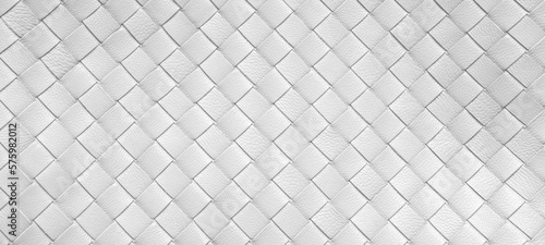 Plakat w ramie White weave leather texture pattern background