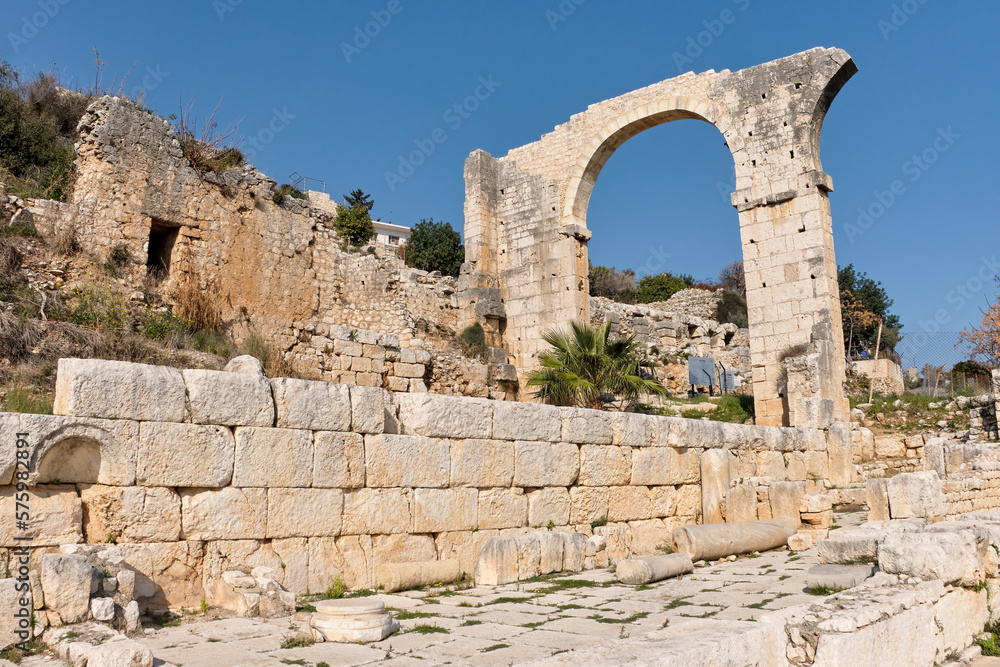 Wall And Remains Of An Aqueduct At Elaiussa Sebaste Antique City, Mersin, Turkey