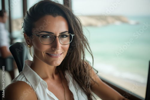 Free Download Successful Businesswoman Consultant Working in Office. Generative AI illustration. - GFXLoad