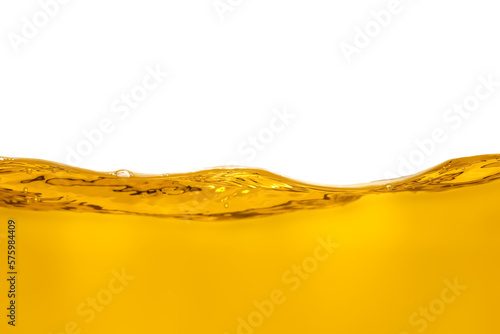 orange juice is isolated on white background. healthy fresh drink and natural waves. close up view.