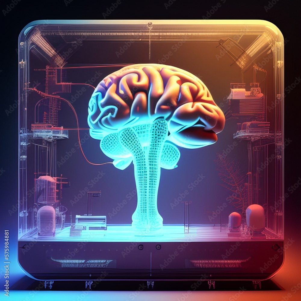 Obraz premium 3D Printing Process of Human Brain Technology
