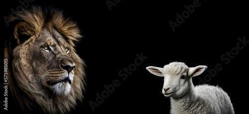 Valokuva The Lion and the Lamb are descriptions of two aspects of the nature of Christ