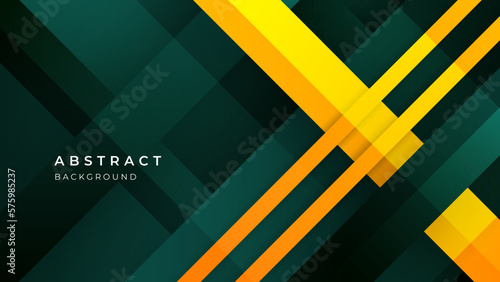 Abstract geometric green orange background for business corporate banner backdrop presentation and much more Premium Vector
