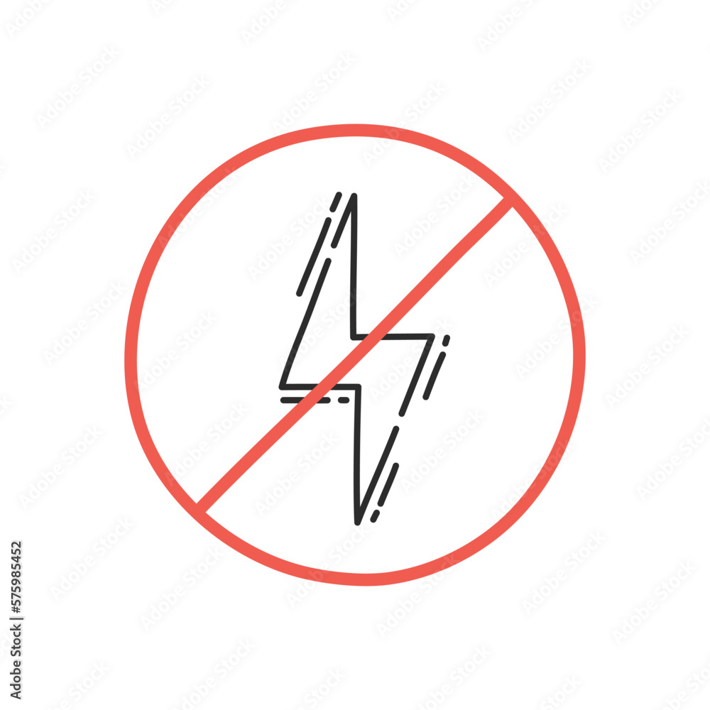 No flash icon. Electric sign. Hand drawing design style. Vector. No flash icon. Electric sign. Hand drawing design style. Vector.