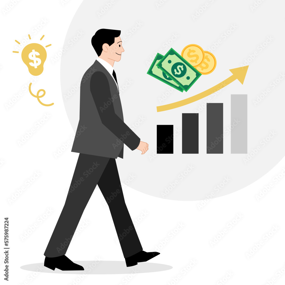 Business Man concept, Walking, Thinking Vector Business Man concept, Walking, Thinking Vector