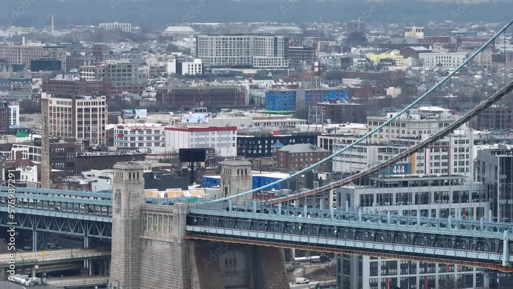 Flight along Ben Franklin Bridge in Philadelphia - drone photography Flight along Ben Franklin Bridge in Philadelphia - drone photography