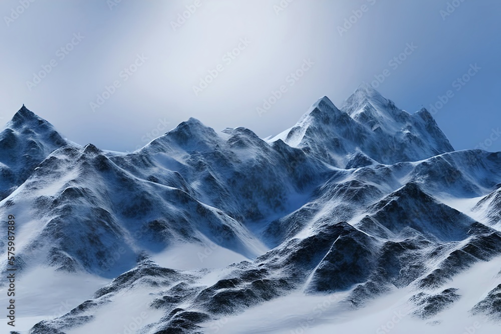 Snowy mountains Isolate on white background 3d illustration. Generative AI Snowy mountains Isolate on white background 3d illustration. Generative AI