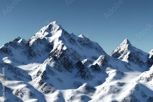 Snowy mountains Isolate on white background 3d illustration. Generative AI