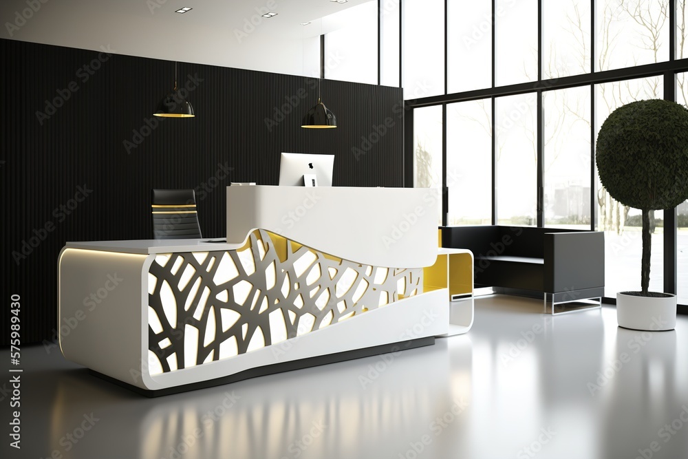 reception desk in a modern office interior Stock Illustration | Adobe Stock