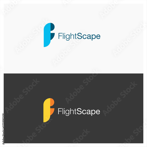 Logo Flightscape Take off into adventure with letter F