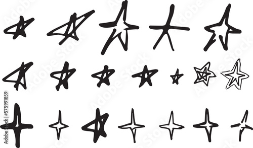 Hand drawn stars  vector set