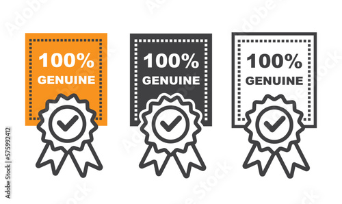 Three different sticker, label options: 100% genuine.