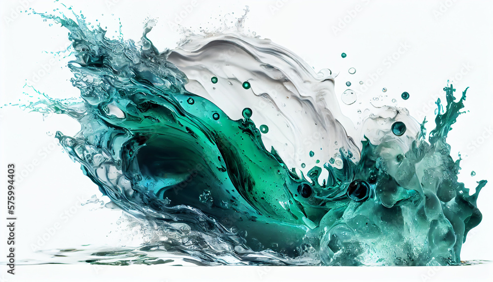 Obraz premium Water green tone on white background. Generative AI