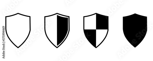 Security shield icon set, security shield logos with check mark and lock. Security shield symbols. Vector illustration. eps10