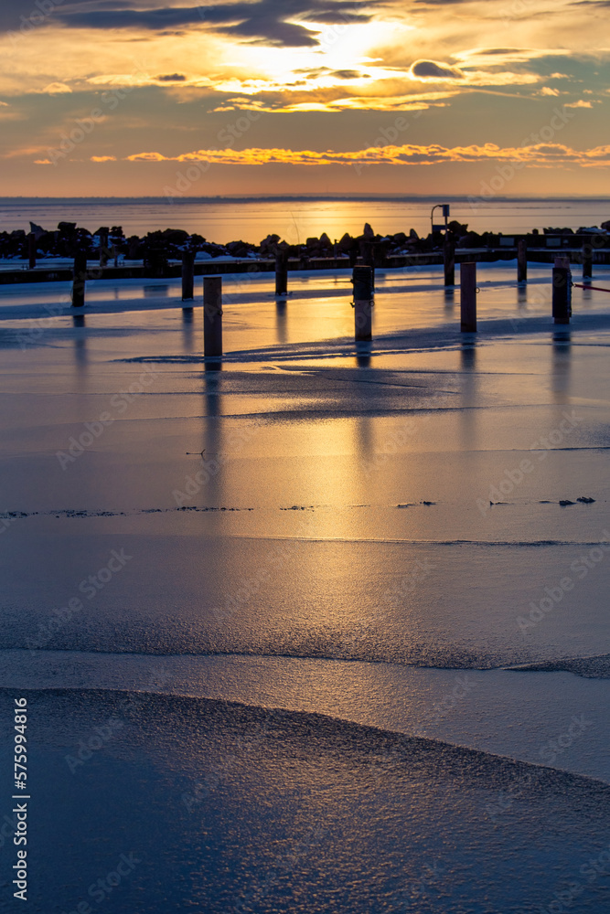 Winter sunset over the lake Balaton of Hungary Winter sunset over the lake Balaton of Hungary