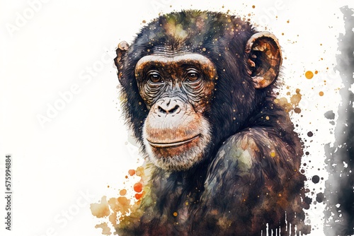 Canvas Print Illustration of a charming chimpanzee Generative AI