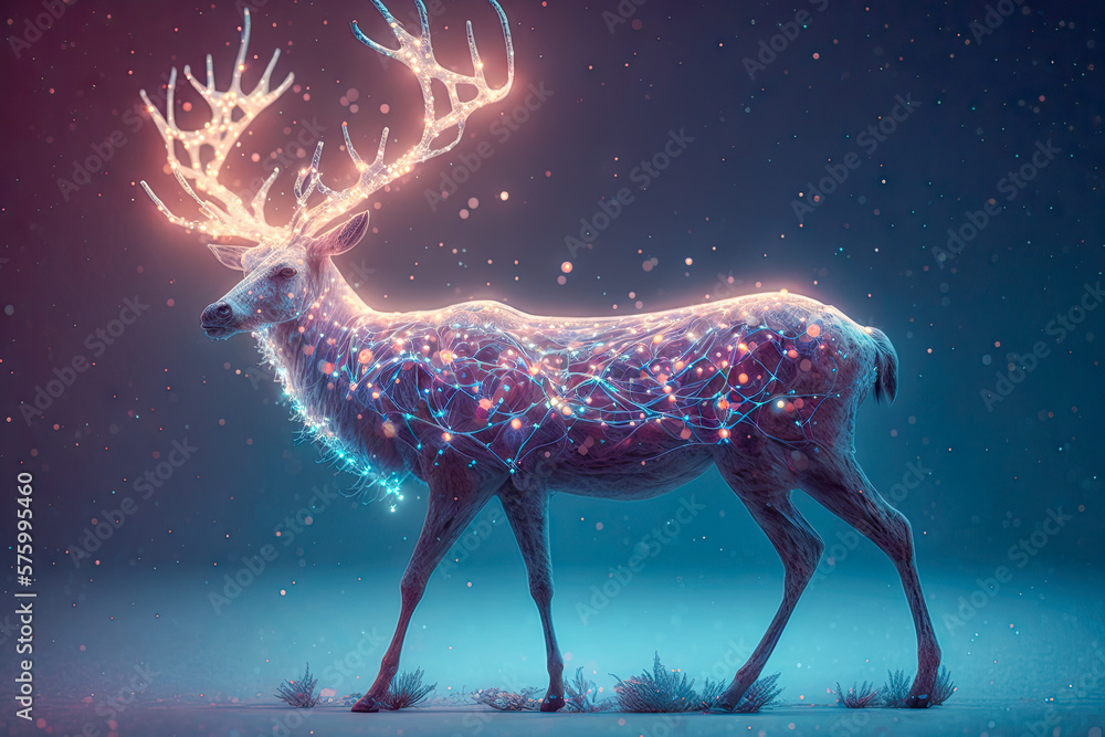 magic deer covered glowing lights magic deer covered glowing lights