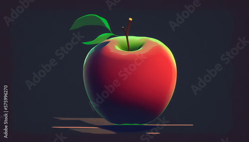 Red apple on a dark background, generative AI.