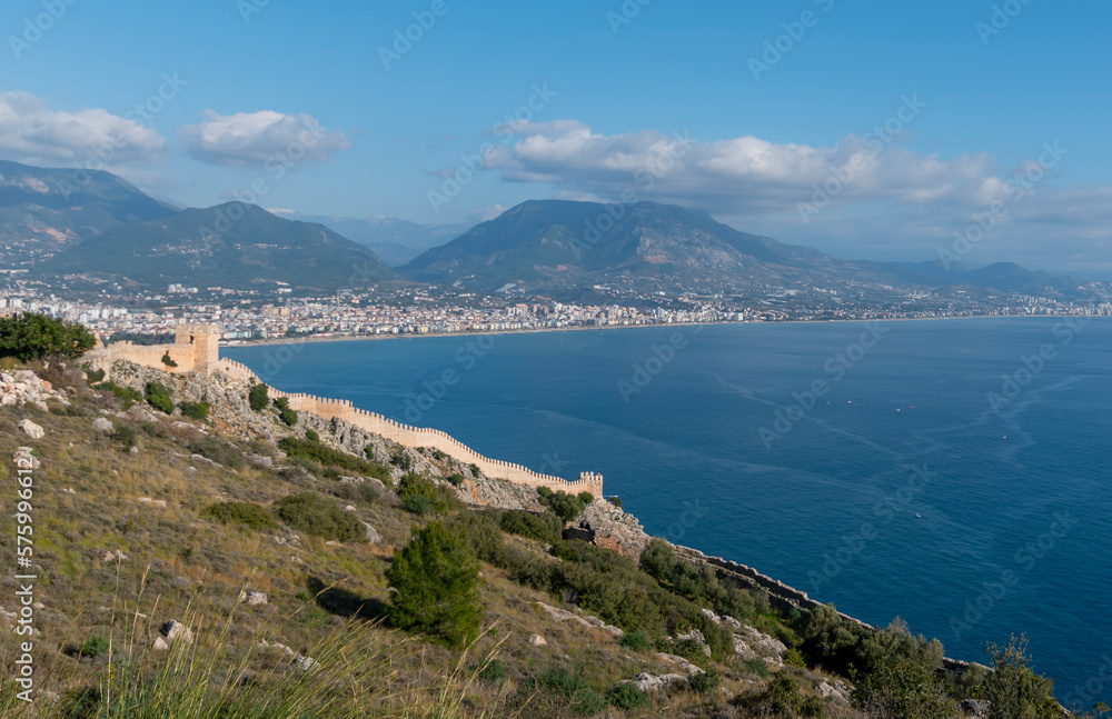 Alanya castle and historical mansions.
