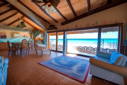 Indoor photo of vacation rental beachy - generative ai © unalcreative