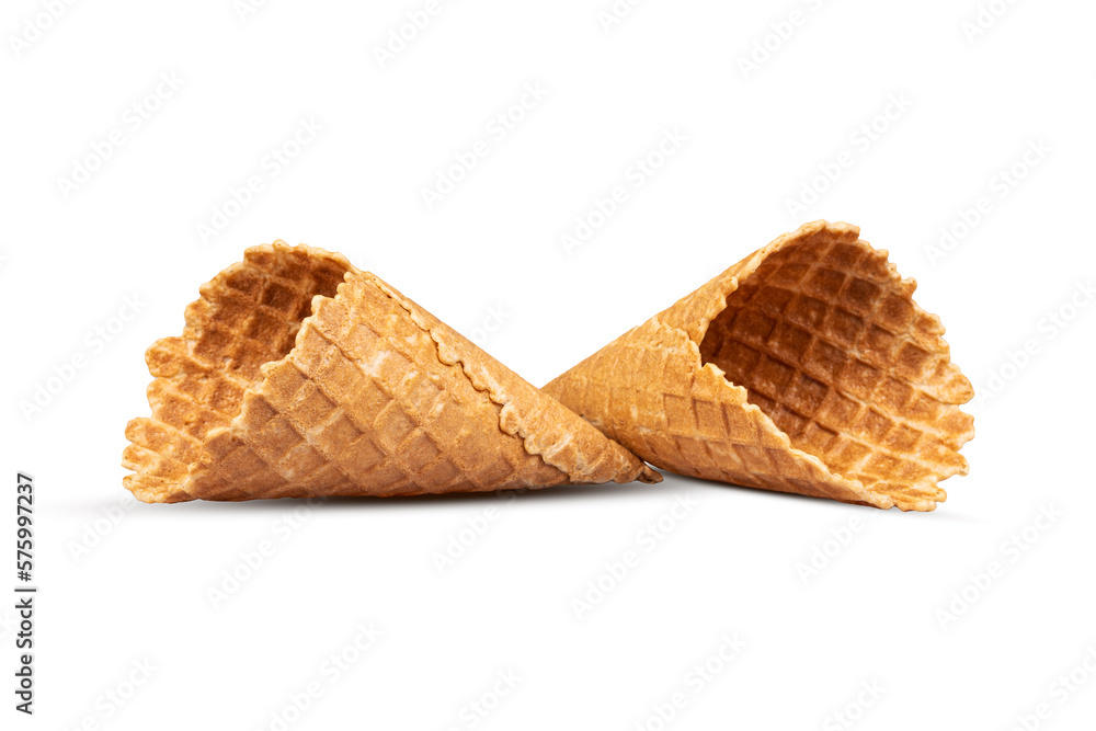 Two ice cream cone isolated on white background. Food. Stock Photo