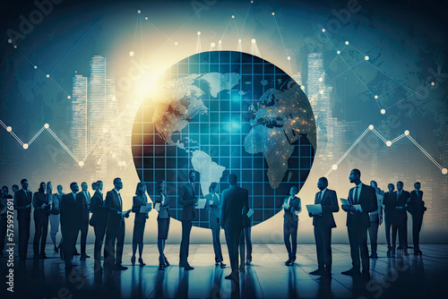 concept of the worldwide business, people on the global map background