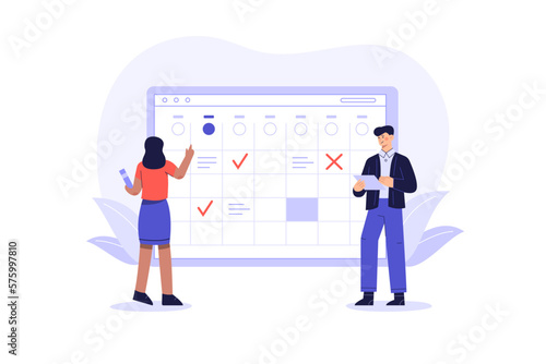 Agents are working on schedules, plans and deadlines for business projects through a planning program.