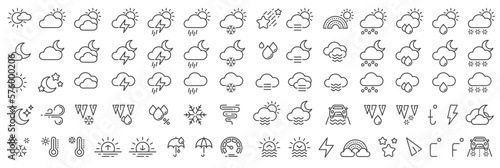 Set of conceptual icons. Vector icons in flat linear style for web sites, applications and other graphic resources. Set from the series - Weather. Editable outline icon.	