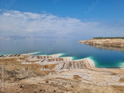 Wadi Mujib, Jordan - February 23th 2023: Dead sea photo