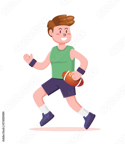 american football player with ball vector illustration