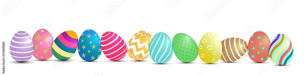 Web banner of isolated Easter eggs in a row. Food Eggs isolated. cut out Web banner of isolated Easter eggs in a row. Food Eggs isolated. cut out