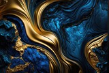 Luxury blue and metallic gold marble background. Generative Ai